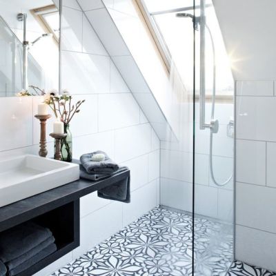 _M0. Two-color graphic pattern flooring elevates the look of any room