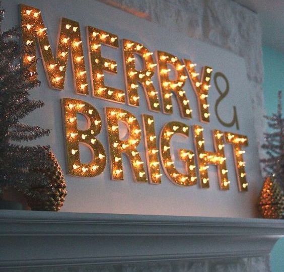 3 Holiday light interior sign Merry Bright