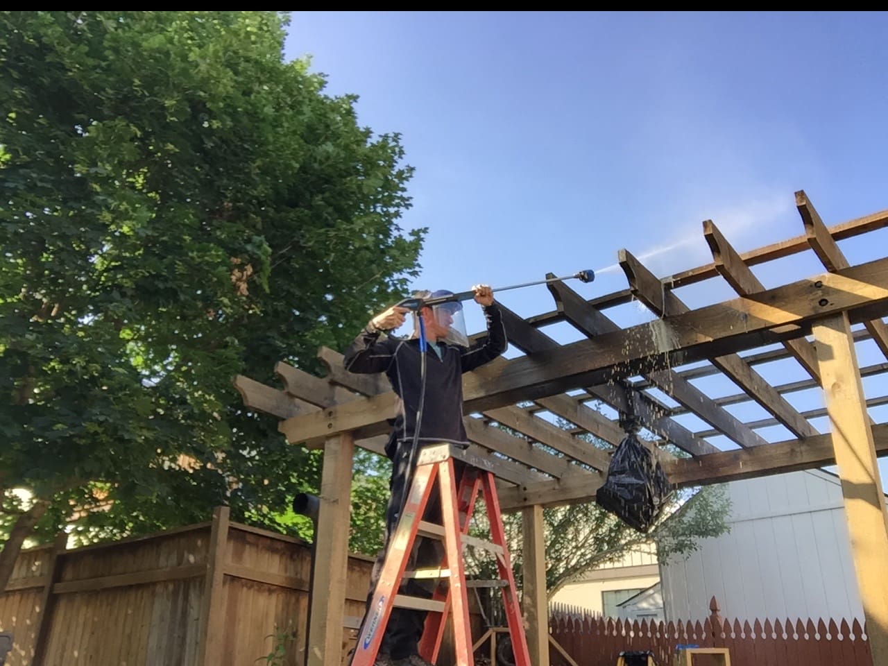 How to clean a wood pergola before applying new stain MyFixitUpLife