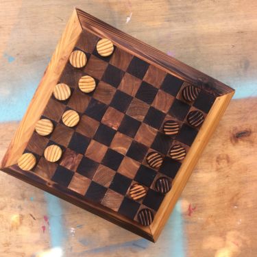 Checkerboard made from wood