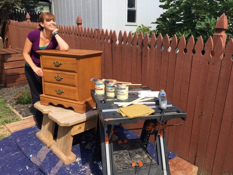 Theresa MyFixitUpLife Habitat Minwax before tools - challenges of a DIY life