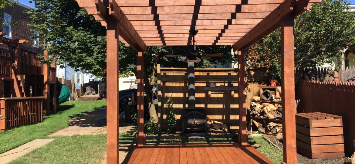 Pergola ideas: We built our pergola with a wood base and we love it