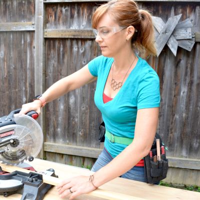 8 Tile Doormat Habitat ReStore MyFixitUpLife Theresa cutting wood frame miter saw Craftsman