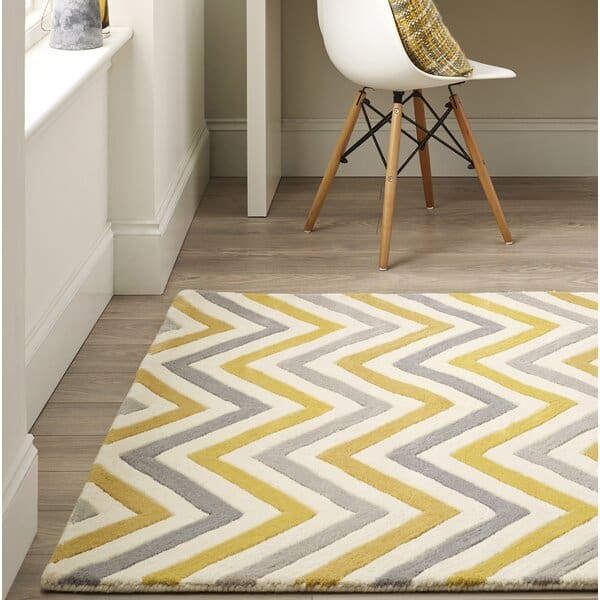 Wayfair grey and yellow rug