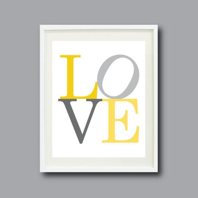 Love print wall art ETSY yellow grey myfixituplife