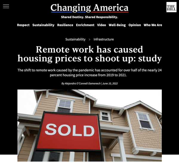 Rising Housing Costs Caused by Working from Home