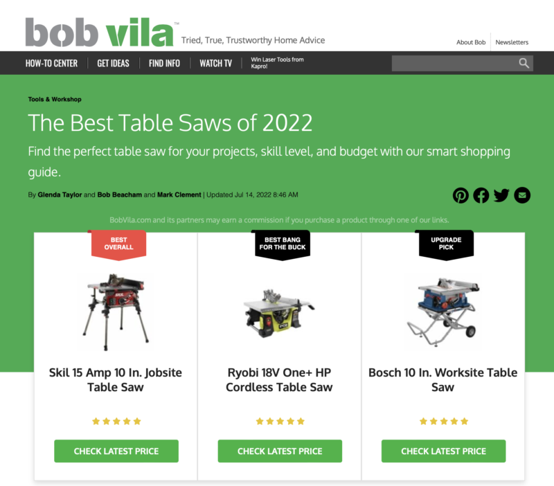 top table saws BobVila