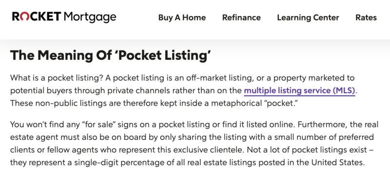 rocket mortgage pocket listings