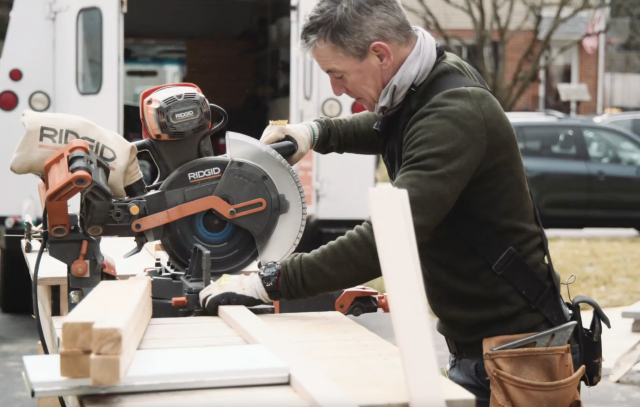 Mark using Ridgid compound miter saw