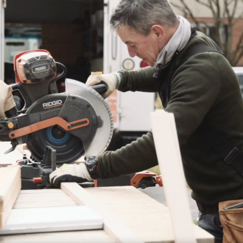Mark using Ridgid compound miter saw