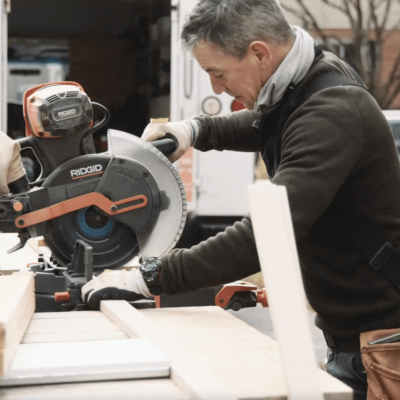 Mark using Ridgid compound miter saw