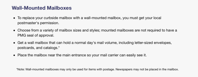 USPS has guidelines for hanging mailboxes