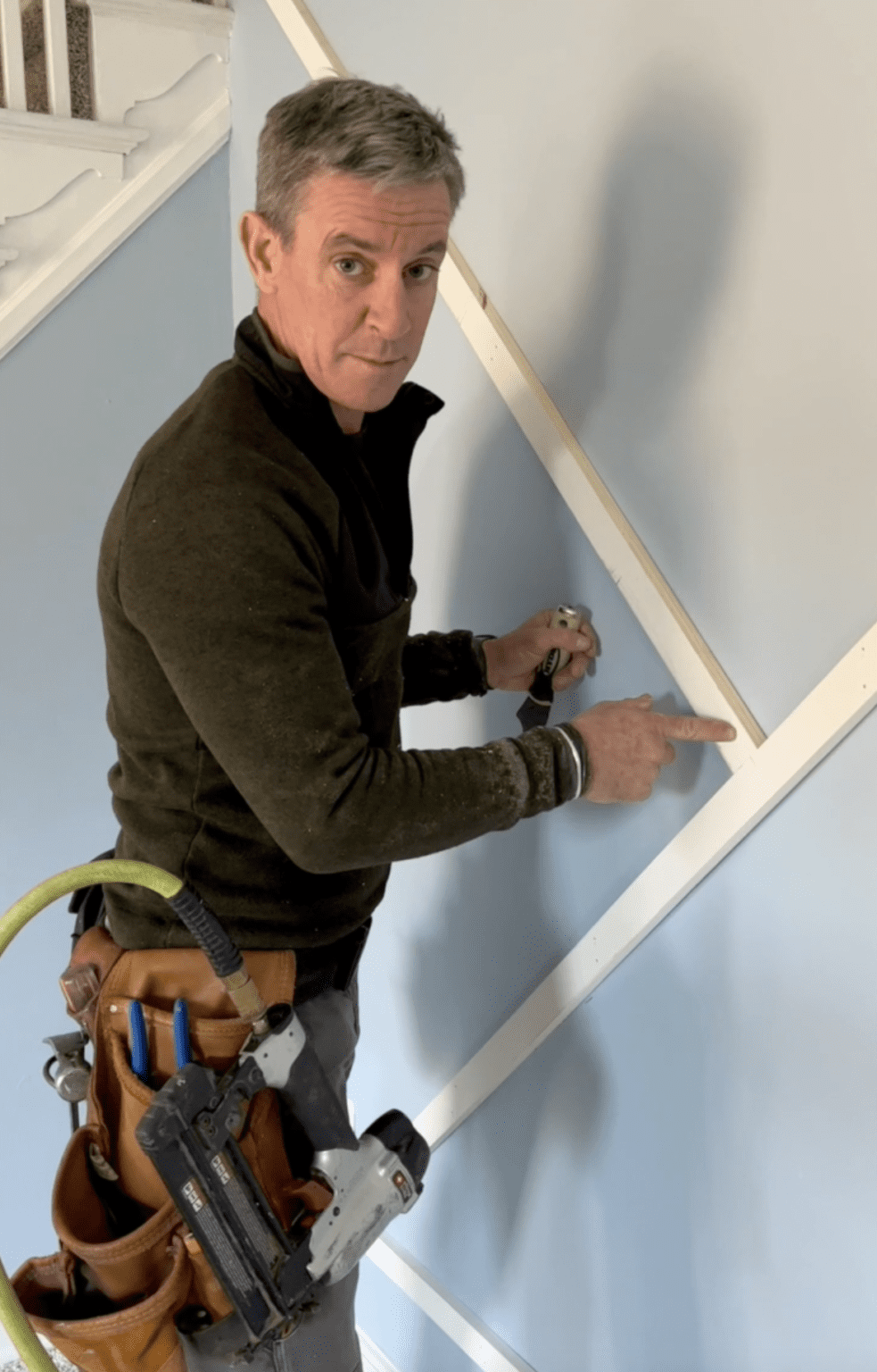 How to attach trim to a wall that's not flat lumpy and bumpy