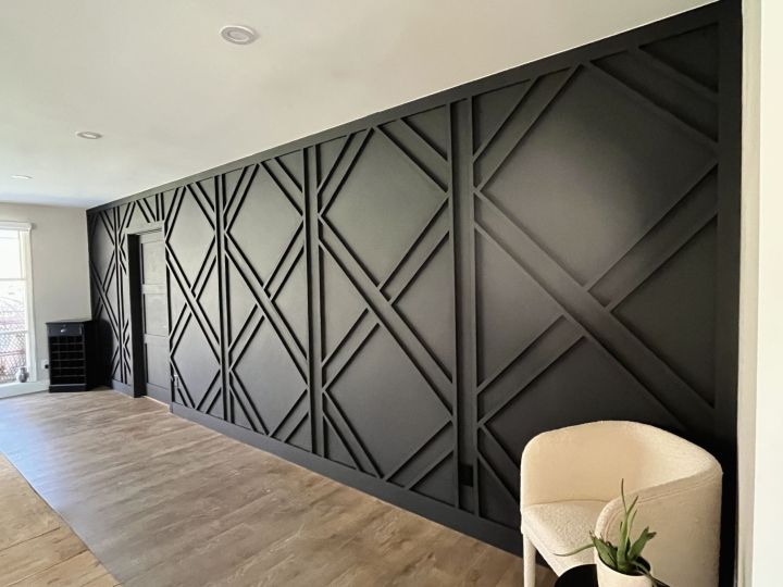 How to Make This Modern Geometric Matte Black Feature Wall - MyFixitUpLife