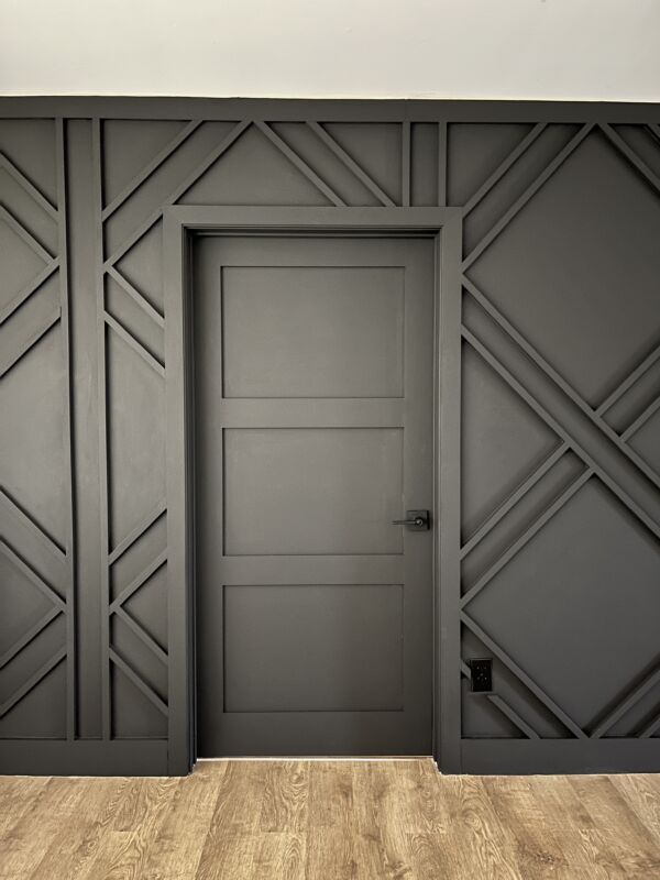 Doorway detail for modern geometric feature wall - Modern Mill - MyFixitUpLife
