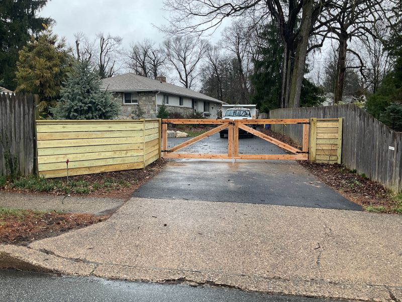 Wood driveway gate