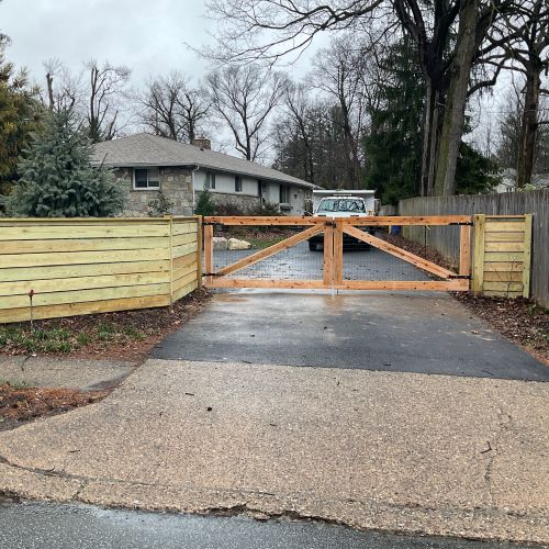 Wood driveway gate