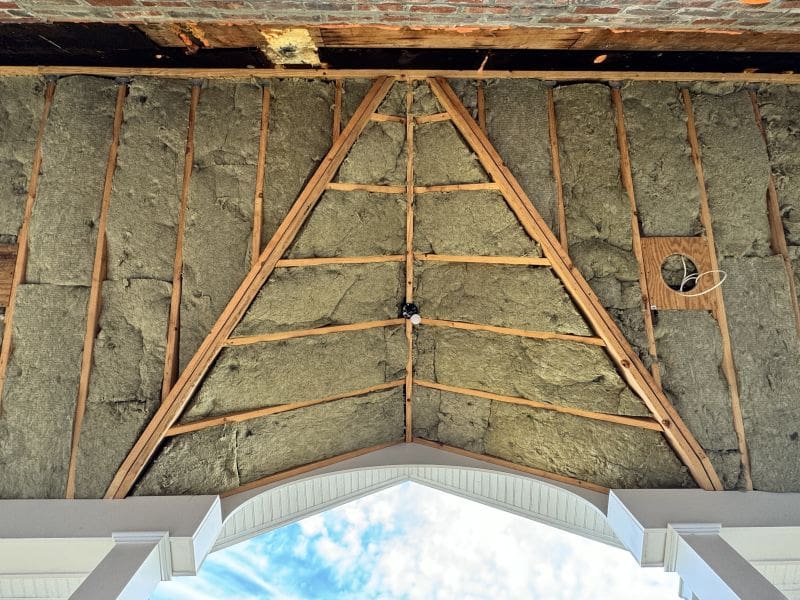 porch ceiling - rockwool insulation batts - myfixituplife -heat island