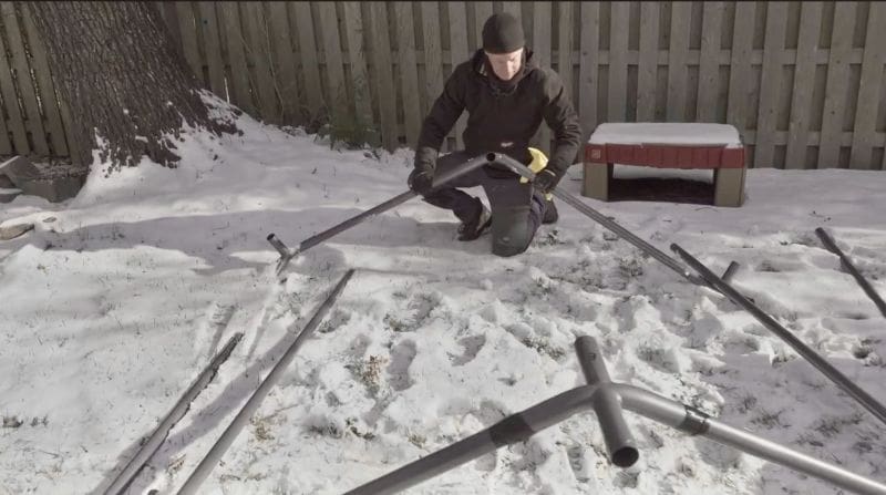 Assemble the frame of the Abba Patio Carport for winter jobsite carport office - MyFixitUpLife