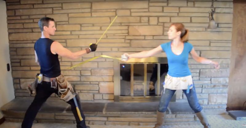 Tape measure duel Mark Theresa fireplace - myfixituplife