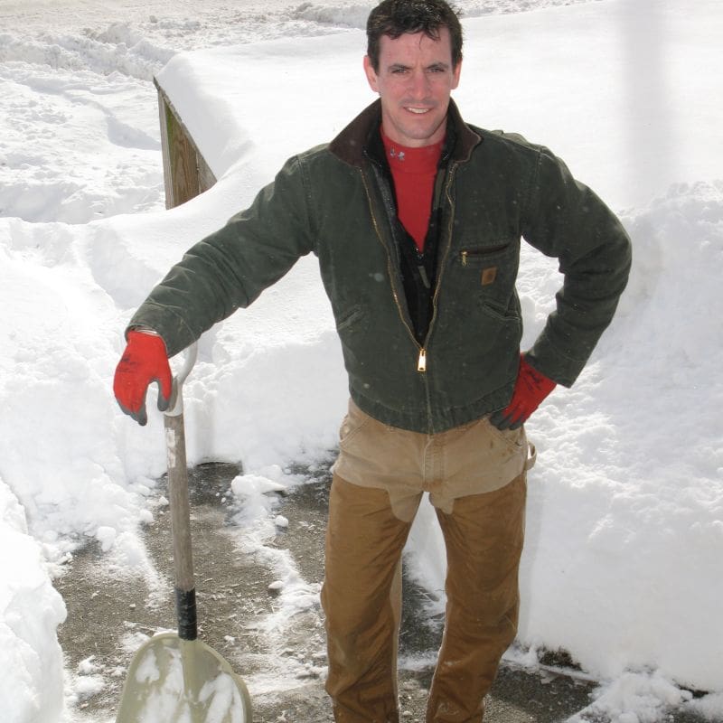 Carpenter Mark with a grain scoop shovel in the snow The best snow shovel ever isnt made for snow MyFixitUpLife Carpenter Mark with a grain scoop shovel in the snow