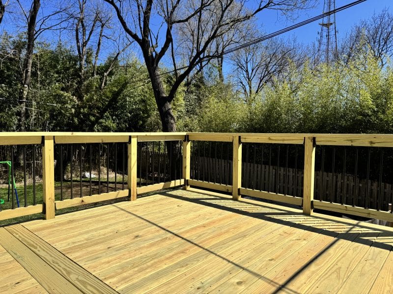 IMG 4073 How to replace a deck railing like a pro MyFixitUpLife MyFixitUpLife Wood Deck with Metal and Wood Guard Posts by MyFixitUpLife MyFixitUpLife